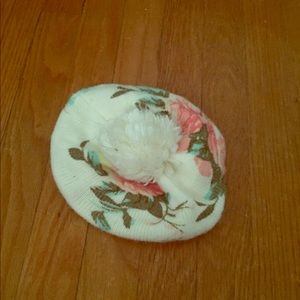 Floral Pom Pom Beanie Beret